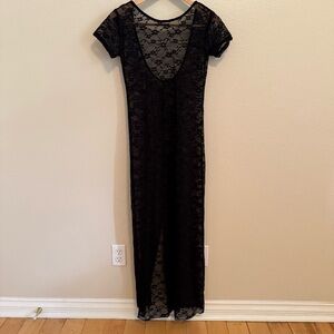 Black Lace Sheer Maxi Dress Size S